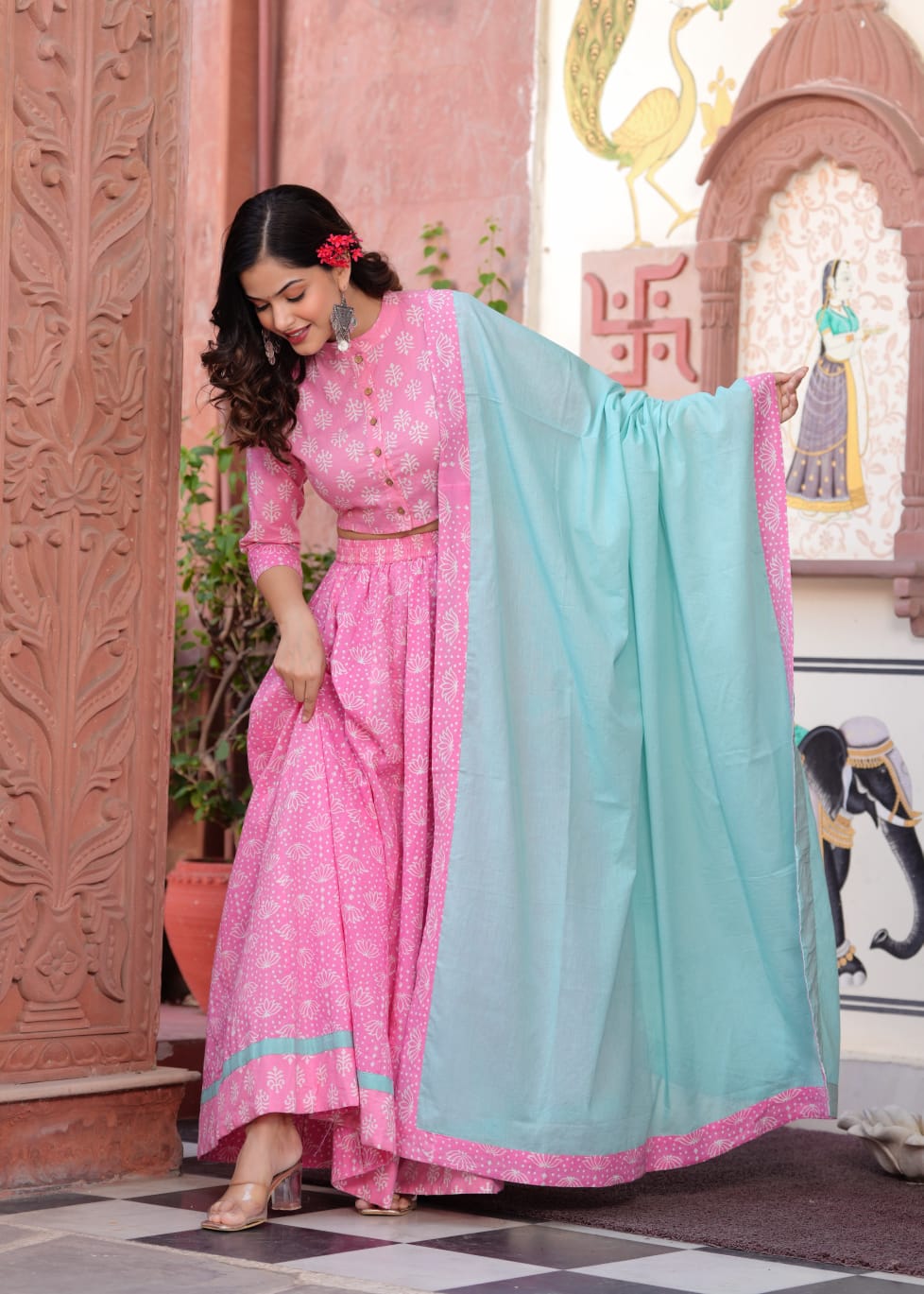 Top & Skirt With Dupatta 1600