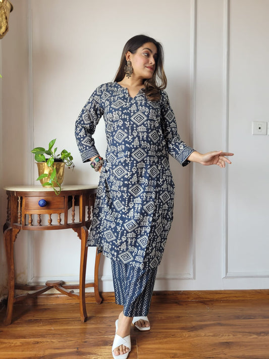 Earthy Maroon Bagru Print Kurta Pant Set
