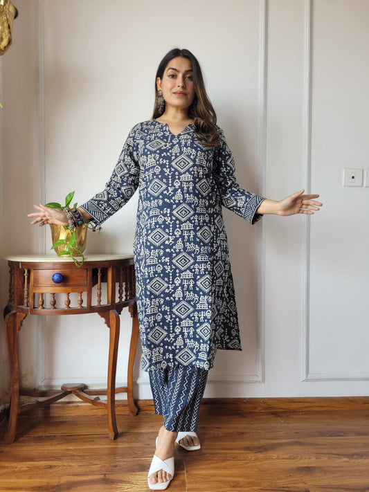 Earthy Maroon Bagru Print Kurta Pant Set