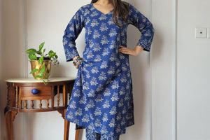 Royal Blue Kalamkari Inspired Kurta Set