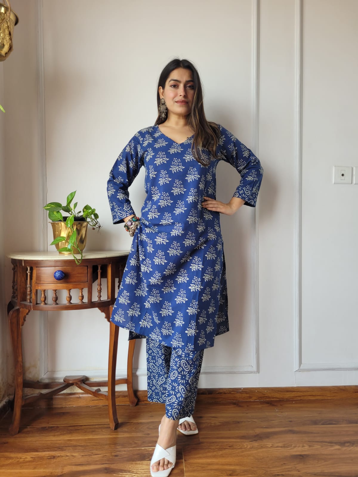 Royal Blue Kalamkari Inspired Kurta Set