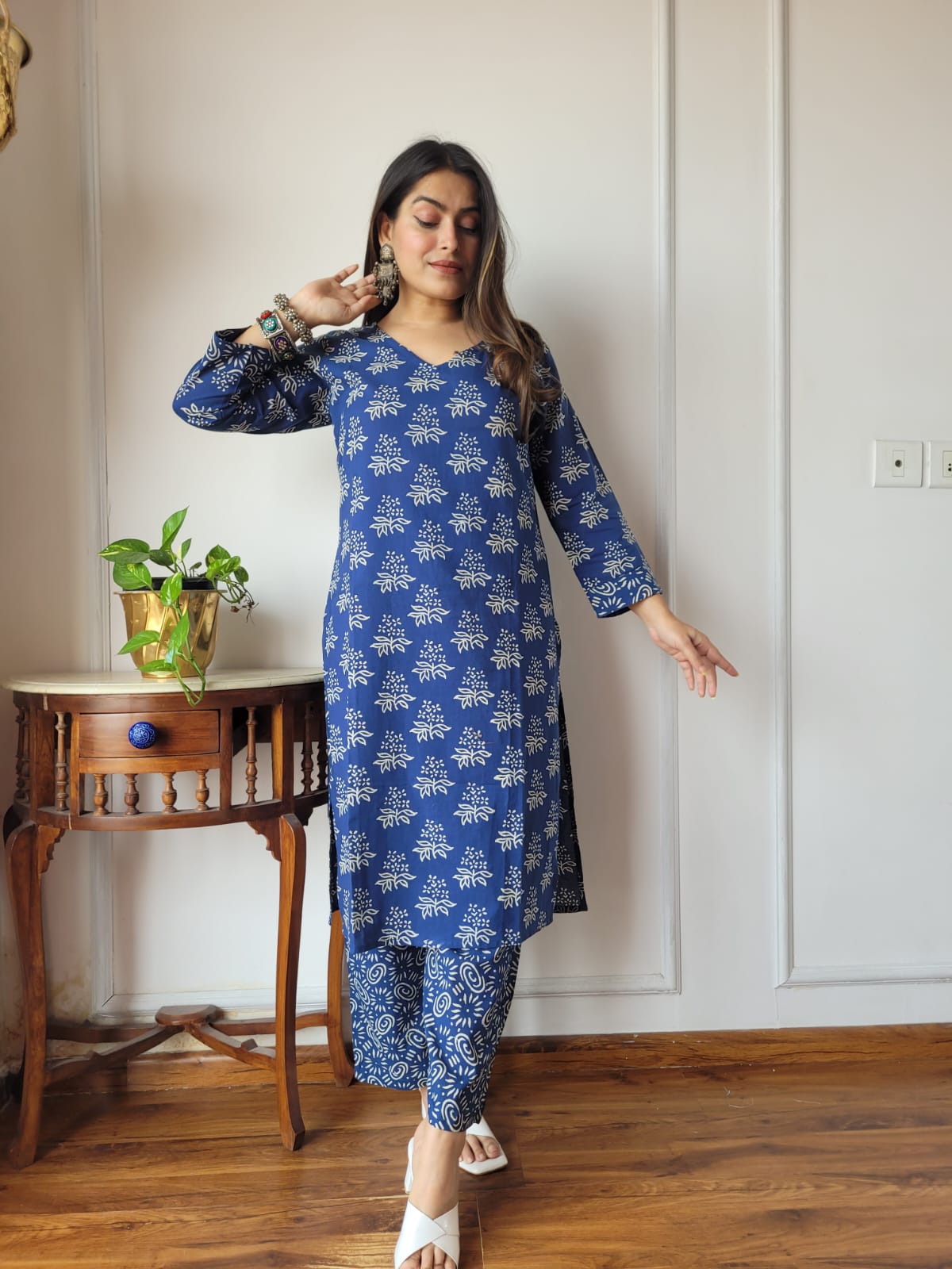 Royal Blue Kalamkari Inspired Kurta Set