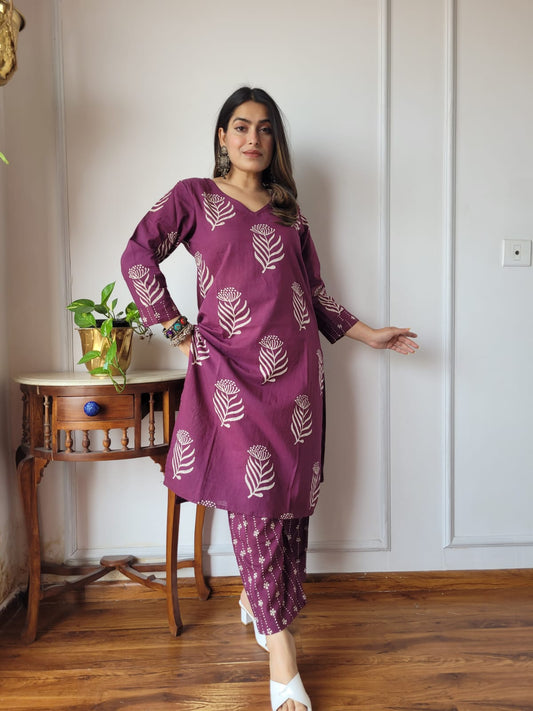 Pastel Pink Tulip Kurta with Striped Pants
