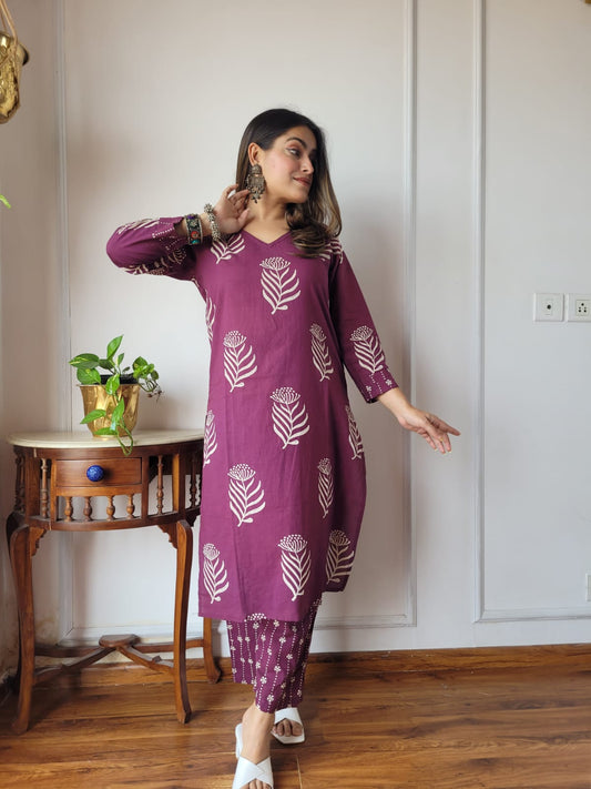 Pastel Pink Tulip Kurta with Striped Pants