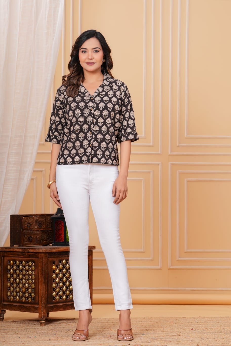 Deep Indigo Geometric Buti Kurta Pant Set